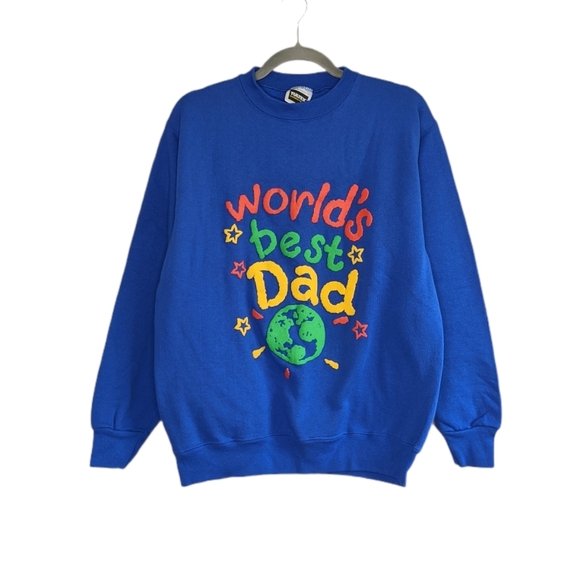 Vintage Other - VTG Worlds Best Dad Puff Print Crewneck Sweatshirt